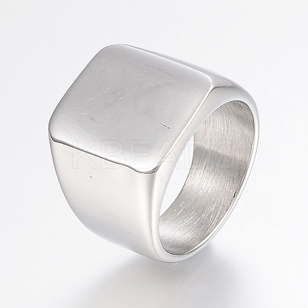 Tarnish Resistant 304 Stainless Steel Signet Band Rings for Men LS-RJEW-G091-16-18mm-P-1