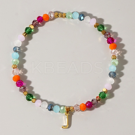 Brass Initial Charm Bracelets KC4213-10-1