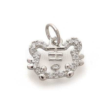 Rack Plating Brass Micro Pave Cubic Zirconia Pendants KK-H508-28P-07-1