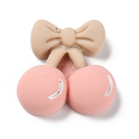 Cartoon Opaque Resin Cherry with Bowknot Cabochons LS-RESI-Q218-01F-1