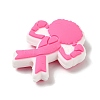 Breast Cancer Pink Awareness Ribbon Boxer Silicone Focal Beads LS-SIL-M002-01A-2