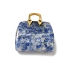 Natural Blue Spot Jasper Brass Pendants KK-E274-01G-19-2