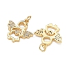 Brass Micro Pave Clear Cubic Zirconia Pendants CU-CBA9AFC-01G-14-2
