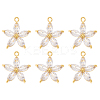 6Pcs Brass Micro Pave Clear Cubic Zirconia Pendants ZIRC-HS0001-08-1
