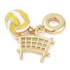 Rack Plating Brass Enamel Sports European Dangle Charms KK-P287-35E-G-2