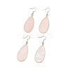 Natural Rose Quartz Teardrop Dangle Earrings EJEW-G331-01G-01-1
