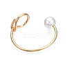 Alloy Wire Wrap Open Cuff Bangle with Plastic Pearl for Women BJEW-S118-122G-2