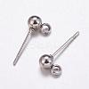 Non-Tarnish 304 Stainless Steel Ball Stud Earrings Findings STAS-K146-017-4mm-1