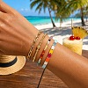 Colorful Glass Gemstone Brass Beaded Stretch Bracelet Sets TV5355-1
