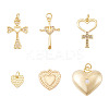 6Pcs 6 Styles Brass Micro Pave Cubic Zirconia Pendants KK-TA0002-36-1
