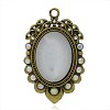 Nickel Free Antique Bronze Oval Plated Alloy Resin Pendants PALLOY-J634-01AB-NF-1