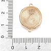 Brass Enamel & Natural Pearl Flat Round with Flower Connector Charms KK-K351-50G-02-3