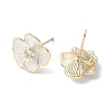 Camellia Brass Enamel Stud Earring Findings X-EJEW-V002-01G-2