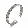 304 Stainless Steel Mesh Chains Shape Open Cuff Bangle for Women BJEW-C033-02P-1