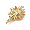Brass Micro Pave Clear Cubic Zirconia Pendants KK-U065-13G-2