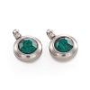 Trendy Original Color 304 Stainless Steel Faceted Grade A Rhinestone Flat Round Charms Pendants RB-N030-01L-1
