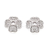 Brass Micro Pave Clear Cubic Zirconia Bead Caps KK-Q071-12P-02-1