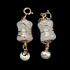 Natural Quartz Bamboo Stick Copper Wire Wrapped Pendant Decorations G-R489-32G-3