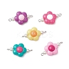 Two Tone Opaque Acrylic & Glass Pearl Flower Connector Charms PALLOY-JF03484-02-1