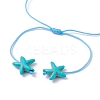 Starfish & Turtle Synthetic Turquoise(Dyed & Heated) Braided Bead Bracelets BJEW-JB09818-01-3