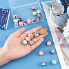 30Pcs 5 Styles Round with Flower Food Grade Eco-Friendly Silicone Beads SIL-SC0002-02-3