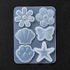 Flower & Shell & Starfish & Paw Print & Butterfly Silicone Molds X-DIY-P059-07-3
