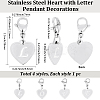 4Pcs 4 Styles 201 Stainless Steel Heart with Letter Pendant Decorations AJEW-BBC0002-44-2
