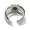 Natural Gemstone Adjustable Rings RJEW-K269-10P-07-3