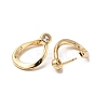 Brass with Clear Cubic Zirconia Hoop Earrings EJEW-B035-35KCG-2