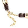 12MM Two Tone Acrylic & CCB Plastic & Coconut Curved Tube Beaded Necklaces for Women NJEW-JN05373-02-5