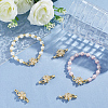 6 Sets Rack Plating Flower Brass Pave Clear Cubic Zirconia Fold Over Clasps KK-BBC0021-28-3