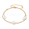 304 Stainless Steel with Acrylic Flower Charm Anklets AJEW-Z044-01G-3