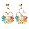 Flower Colorful Glass Beads Dangle Earrings for Girl Women X1-EJEW-TA00010-5