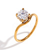 304 Stainless Steel with Clear Cubic Zirconia Finger Rings FS-WGBB24B-08-1