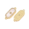 Brass Micro Pave Clear Cubic Zirconia Oval Connector Charms KK-Z140-04G-2