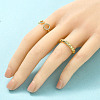 2Pcs 2 Styles Brass Micro Pave Clear Cubic Zirconia Cuff Rings for Women RJEW-S399-02G-2