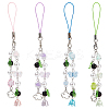 4Pcs Lily of the Valley ABS Plastic Pearl & Acrylic Mobile Straps HJEW-DR00049-1