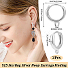 Anti-Tarnish 1 Pair Rhodium Plated 925 Sterling Silver Hoop Earrings STER-BBC0006-31P-2