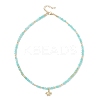 3Pcs 3 Styles Ocean Brass Turtle Pendant Faceted Round  Natural Aquamarine & Amazonite & Dyed Agate Beaded Necklaces NJEW-JN05736-5