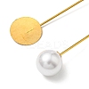 Iron with ABS Imitation Pearl Hair Stick Findings MAK-K021-04G-3