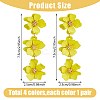 FIBLOOM 4 Pairs 4 Colors Alloy Flower Dangle Stud Earrings for Women EJEW-FI0002-99-2