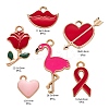 36Pcs 6 Style Valentine's Day Alloy Enamel Pendants ENAM-LS0001-72-3