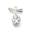 Brass Cubic Zirconia Charms KK-K378-49S-1