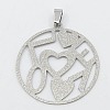 304 Stainless Steel Textured Filigree Pendants STAS-M001-03-2