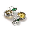 Brass Micro Pave Gold Cubic Zirconia Charms KK-G490-22P-2