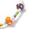 3mm Round Glass Seed Beads & Mushroom Handmade Lampwork Stretch Bracelets for Women BJEW-TA00523-4