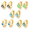 Evil Eye Real 18K Gold Plated Brass Hoop Earrings EJEW-L269-066G-1