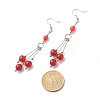 Natural Malaysia Jade Ball Beads Long Dangle Earring for Lady EJEW-JE04680-01-4