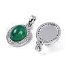 Natural Green Onyx Agate(Dyed & Heated) Oval Pendants KK-U043-34P-01-2