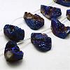 Electroplated Natural Druzy Agate Beads Strands G-N0259-02-1